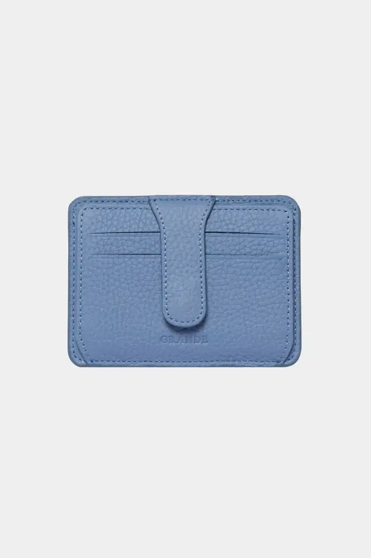 3607 Genuine Real Leather Women Men Cardholder Wallet Baby Blue-Natural Ice Blue - GRANDE