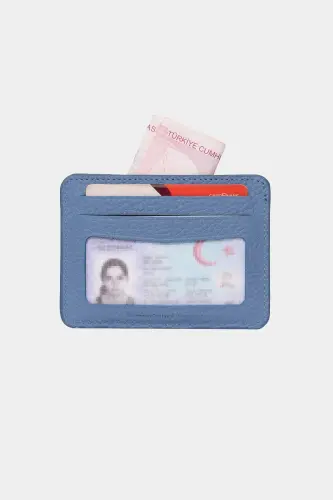 3607 Genuine Real Leather Women Men Cardholder Wallet Baby Blue-Natural Ice Blue - 3