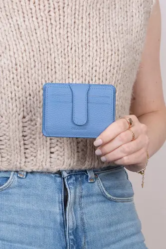 3607 Genuine Real Leather Women Men Cardholder Wallet Baby Blue-Natural Ice Blue - 7