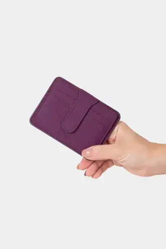 3607 Genuine Real Leather Women Men Cardholder Wallet Purple-Natural Purple - 3