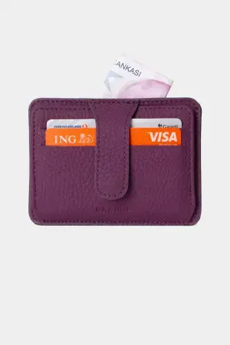 3607 Genuine Real Leather Women Men Cardholder Wallet Purple-Natural Purple - 4