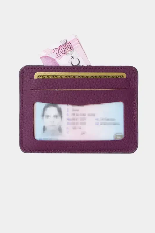 3607 Genuine Real Leather Women Men Cardholder Wallet Purple-Natural Purple - 5