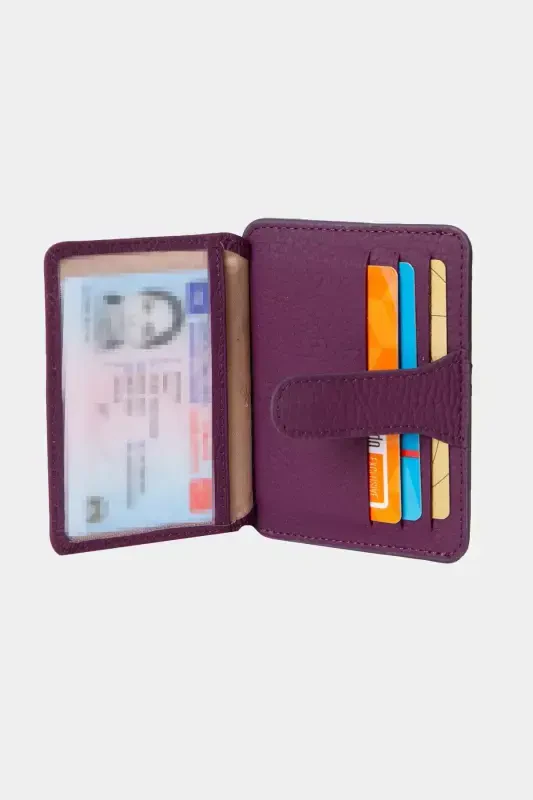 3607 Genuine Real Leather Women Men Cardholder Wallet Purple-Natural Purple - 6