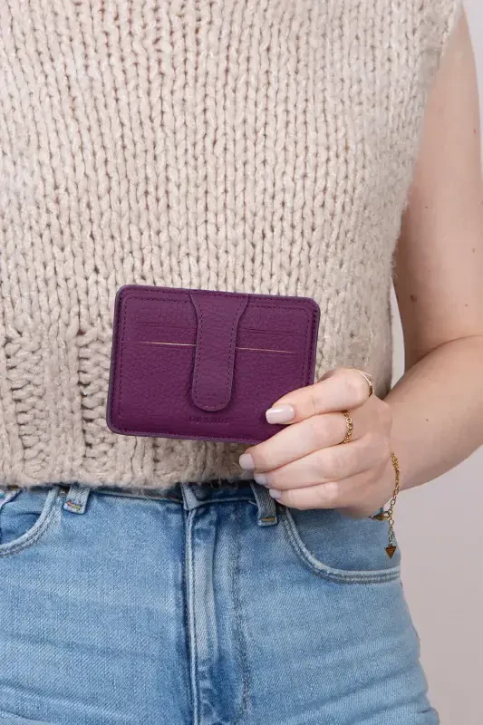 3607 Genuine Real Leather Women Men Cardholder Wallet Purple-Natural Purple - 7