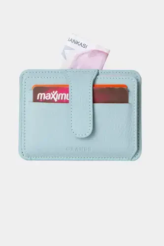 3607 Hakiki Gerçek Deri Kadın Erkek Kartlık Cüzdan Mint-Flother Mint - 4