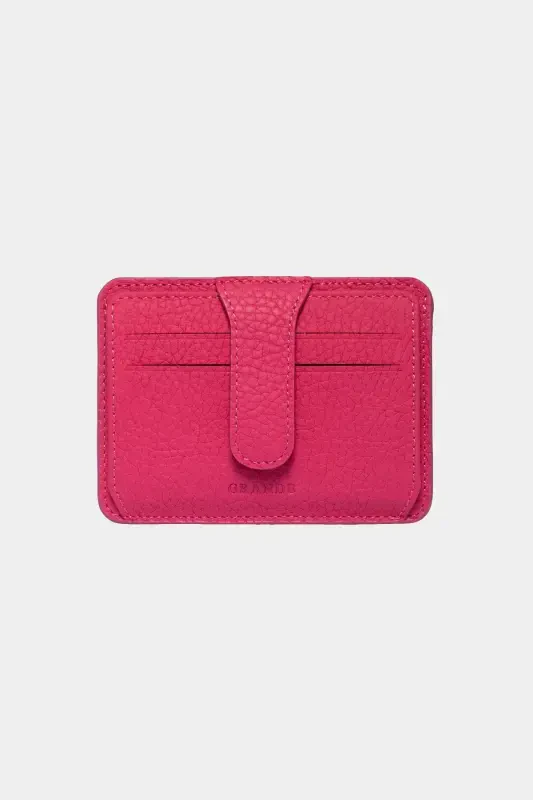 3607 Hakiki Gerçek Deri Kadın Erkek Kartlık Cüzdan Pembe-Flother Pembe - GRANDE
