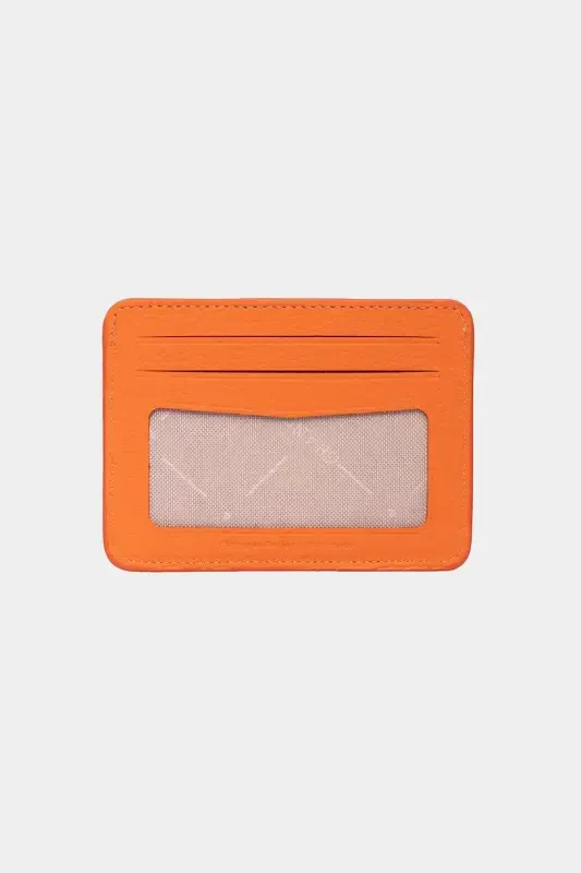 3607 Hakiki Gerçek Deri Kadın Erkek Kartlık Cüzdan Turuncu-Naturel Turuncu - 2