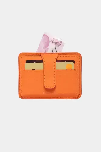 3607 Натуральная Подлинная Кожа Женский Мужской Картхолдер Кошелек Оранжевый-Натуральный Оранжевый - 3