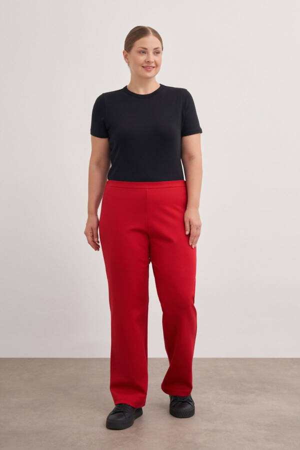 3648112 Örme Rahat Kesim Pantolon-Bordo - 2