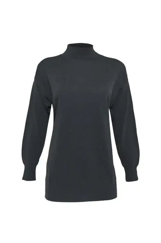 3656111 Fine Knit Plain Tunic-Anthracite - AKER