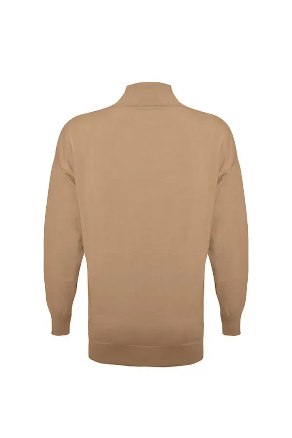 3656111 Fine Knit Plain Tunic-Tan - 3