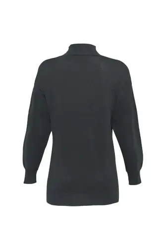 3656111 İnce İpli Düz Triko Tunik-Antrasit - AKER (1)