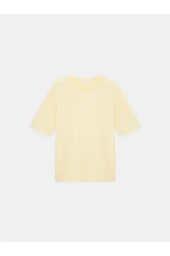 3683 %100 Pamuk Basic T-Shirt-Açık Sarı-Açık Sarı - 5