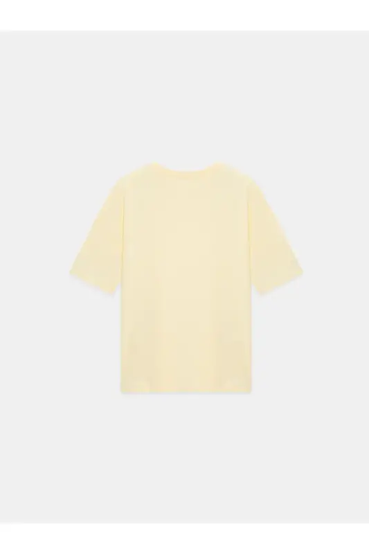 3683 %100 Pamuk Basic T-Shirt-Açık Sarı-Açık Sarı - 6