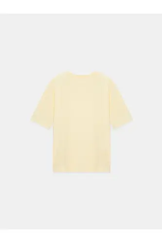 3683 %100 Pamuk Basic T-Shirt-Açık Sarı-Açık Sarı - 6