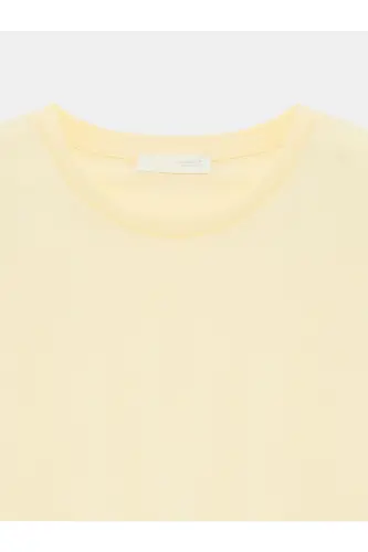 3683 %100 Pamuk Basic T-Shirt-Açık Sarı-Açık Sarı - 7