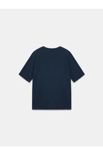 3683 %100 Pamuk Basic T-Shirt-K.Lacivert-K.Lacivert - DILVIN (1)