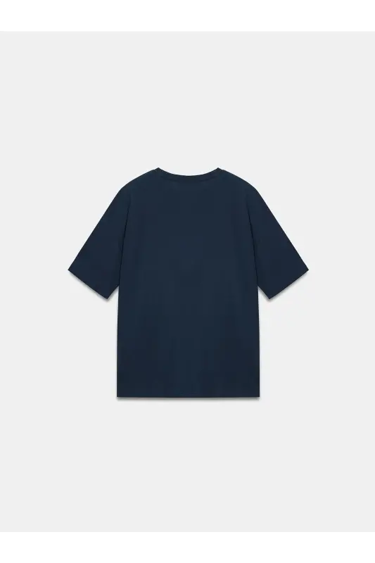 3683 %100 Pamuk Basic T-Shirt-K.Lacivert-K.Lacivert - 2