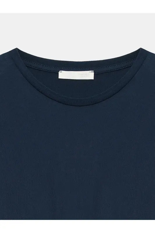 3683 %100 Pamuk Basic T-Shirt-K.Lacivert-K.Lacivert - 3