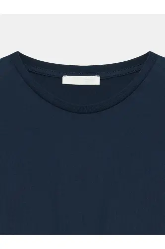 3683 %100 Pamuk Basic T-Shirt-K.Lacivert-K.Lacivert - 3