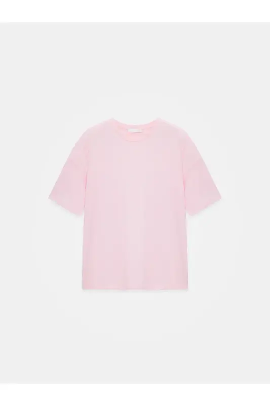 3683 %100 Pamuk Basic T-Shirt-Toz Pembe-Toz Pembe - 5