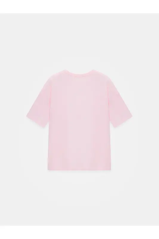3683 %100 Pamuk Basic T-Shirt-Toz Pembe-Toz Pembe - 6