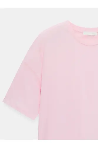 3683 %100 Pamuk Basic T-Shirt-Toz Pembe-Toz Pembe - 7