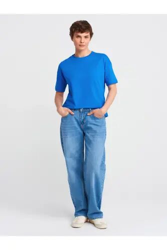3683 Basic T-Shirt-Dark Sax-Dark Sax - 3