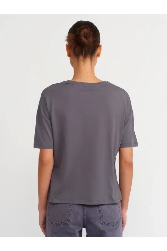 3683 Basic T-Shirt-Füme-füme - 7