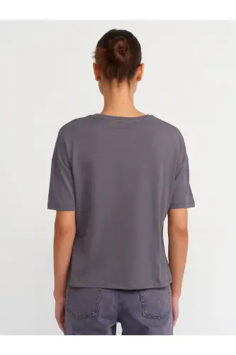 3683 Basic T-Shirt-Füme-füme - 3