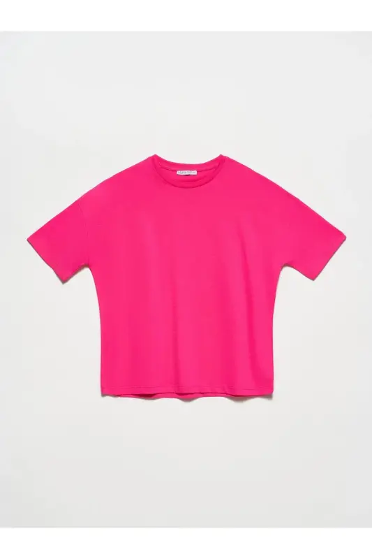 3683 Basic T-Shirt-Fuşya-Fuşya - 1
