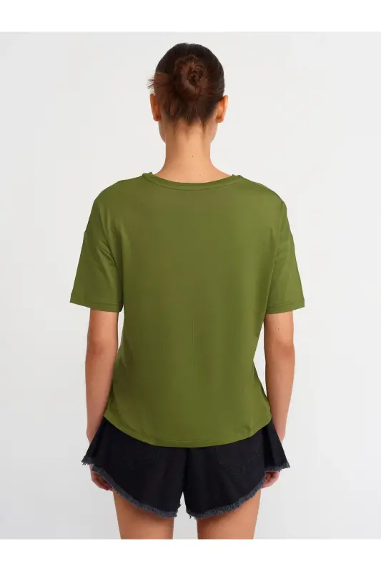 3683 Basic T-Shirt-Haki-haki(asker yeşili) - 5