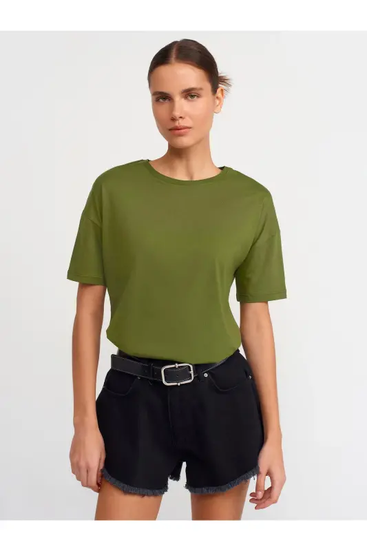 3683 Basic T-Shirt-Haki-haki(asker yeşili) - 1