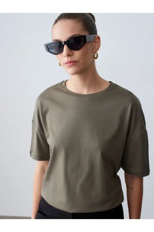 3683 Basic T-Shirt-Haki-хаки(цвет хаки) - 5
