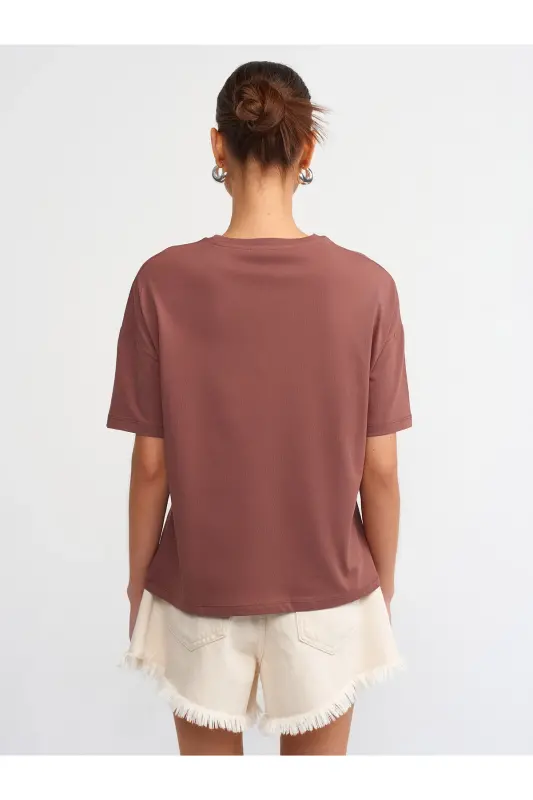 3683 Basic T-Shirt-Kahve-Kahve - 3