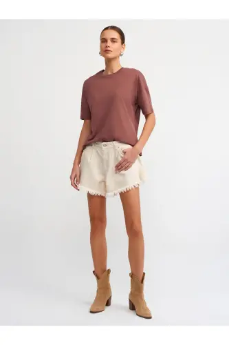 3683 Basic T-Shirt-Kahve-Kahve - 4