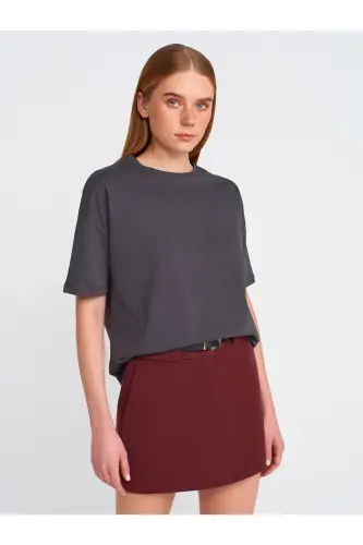 3683 Basic T-Shirt-Koyu Antr.-Koyu Antr. - 1