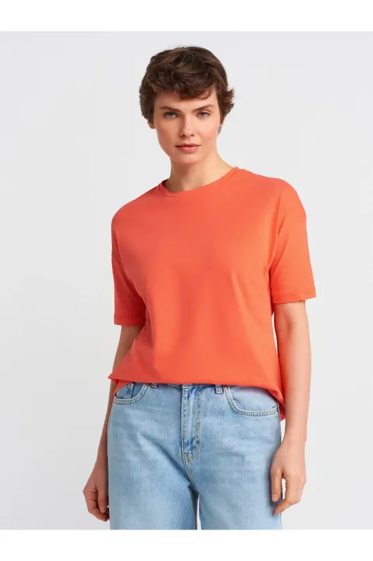 3683 Basic T-Shirt-Nar Çiçeği-Nar Çiçeği - 2