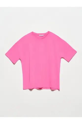 3683 Basic T-shirt-pink-PINK - 1