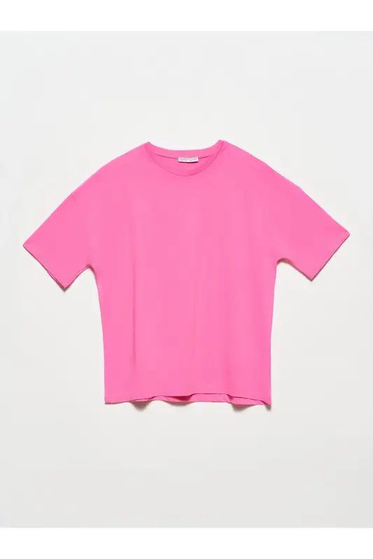 3683 Basic T-shirt-pink-PINK - 1