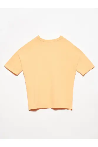 3683 Basic T-Shirt-Şeftali-Şeftali - DILVIN (1)