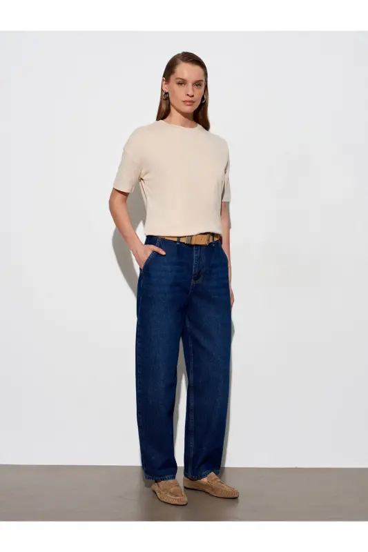 3683 Basic T-Shirt-Taş - Taş - 1