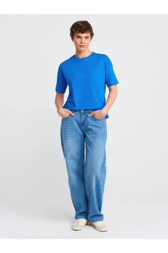 3683 Basic T-Shirt-Тёмный Сакс-Тёмный Сакс - 3