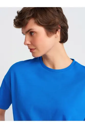 3683 Basic T-Shirt-Тёмный Сакс-Тёмный Сакс - 4