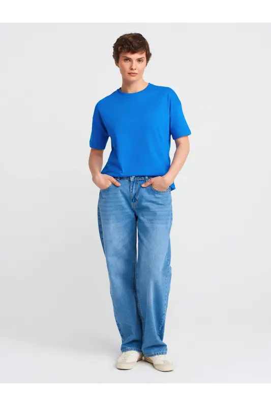 3683 Basic T-Shirt-To‘q binafsha-To‘q binafsha - 3