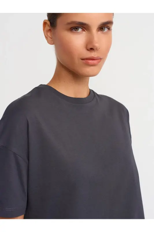 3683 T-shırt Basic-ANTRASIT - 4