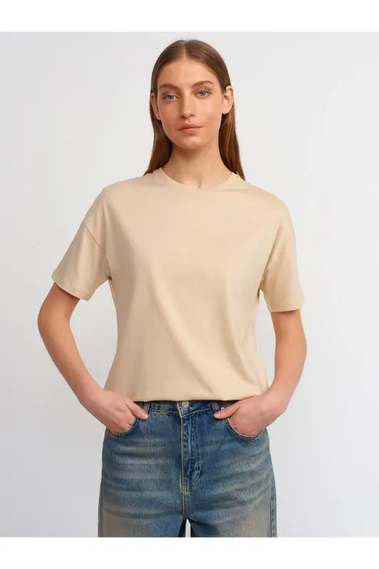 3683 T-shirt Basic-Beige - 1