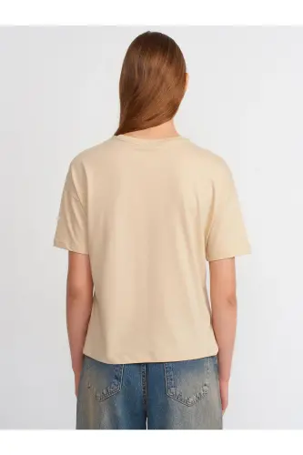 3683 T-shirt Basic-Bej - 3
