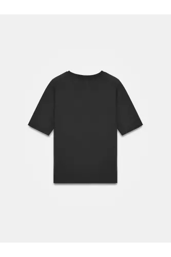 3683 Velo Yaka Basic T-shirt - Qora - 6