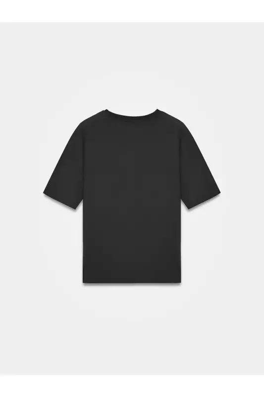 3683 Velo Yaka Basic T-shirt - Qora - 6